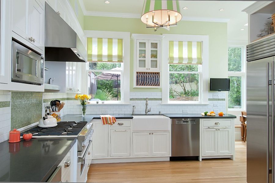 brown striped kitchen wall