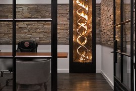 Sizzling propane-fuelled fireplace for the industrial home office