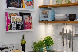 Small front-facing cookbook shelves