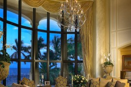 Square coffee table in gold with glass top oozes luxury