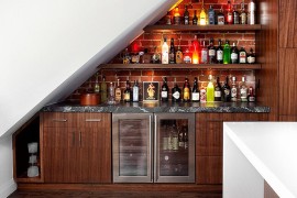 Transform the space under the stairs into a contemporary home bar