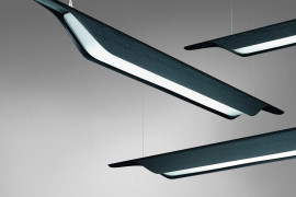 Troag suspension in curved plywood and PMMA