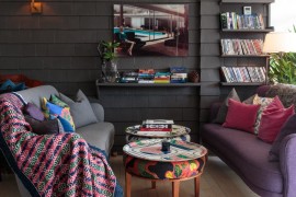 Upholstered furniture on an outdoor porch