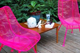 Vibrant pink metal chairs