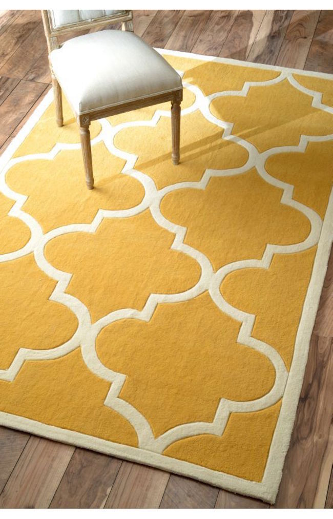 Yellow Moroccan trellis rug from Rugs USA