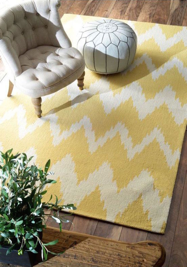 Yellow Radiante Nuo Chevron Ikat rug from Rugs USA