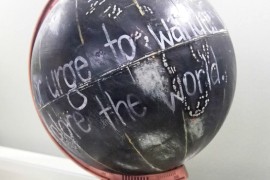 Painted Globe in copper and black