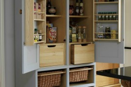 Armoire repurposed as a kitchen pantry