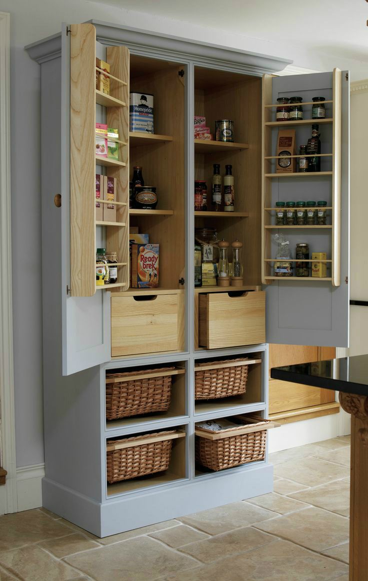 Armoire repurposed as a kitchen pantry