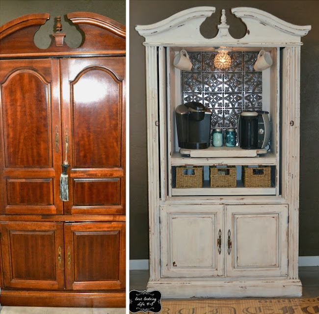 Armoire used as a coffee bar