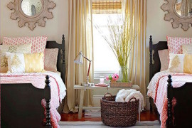 Beautiful country living guest room with twin beds