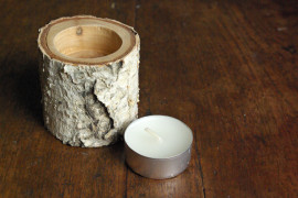 Birch wood candle holder