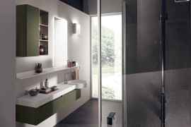 Classy bathroom design in lichen green for small spaces