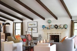 Collection of globes on a fireplace mantel