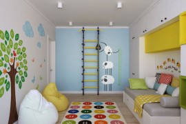 Colorful kids' room with vinyl wall decals