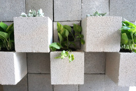 Concrete block wall