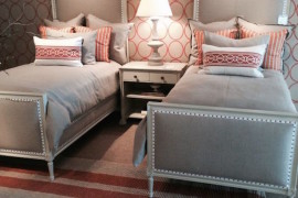 Creative use of pattern in guest room with twin beds