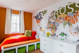 Custom designed world map wall mural