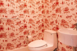 Flavor Paper Brooklyn Toile Red Bathroom