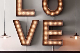 Four marquee letters to spell the word love