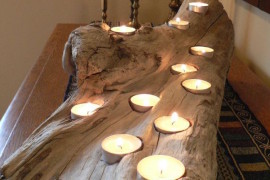 Large driftwood candle holder