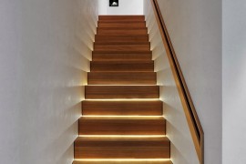 Lighting at the base of each step