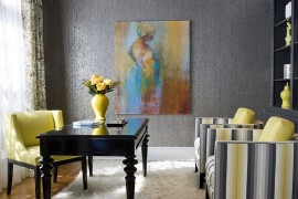 Lovely use of wall art in the modern home office