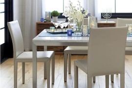 Marble and stainless steel coffee table from Crate & Barrel