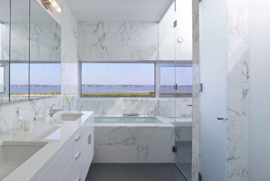 Marble bathroom with a sea view