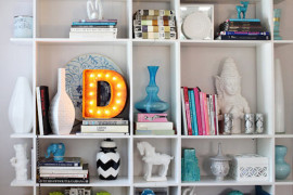 Marquee letter used on a bookshelf unit
