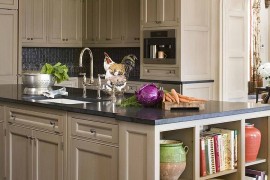 Open shelves add a fabulous display to the kitchen island