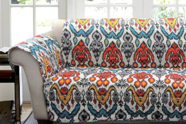 Rust and Turquoise Loveseat Cover