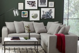 Sectional sofa with pillows from West Elm