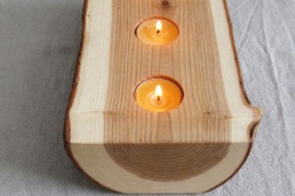 Split log with candles on the inside