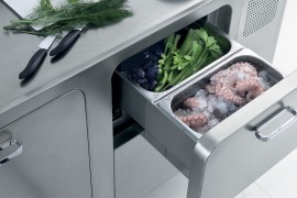 Stainless steel kitchen island and prep zone