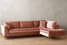 Velvet sectional sofa from Anthropologie