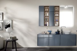 Wall hung cabinets and base in aviation blue