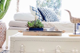 White vintage trunk coffeet table from Target