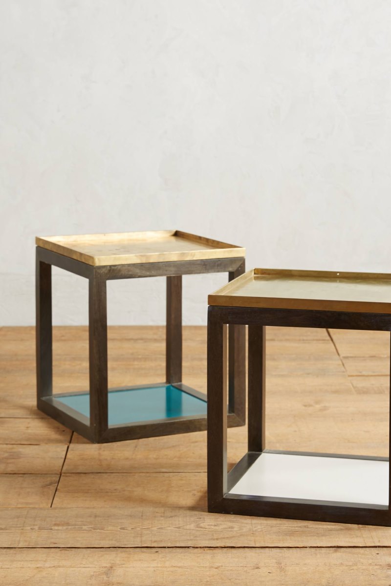 Wood and iron side tables from Anthropologie