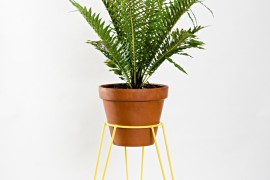 Yellow plant stand from Etsy shop WirelyHome