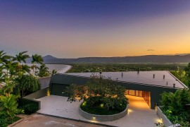 A view from above of the entrance to the gorgeous home by Charles Wright