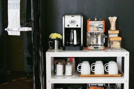 Bar cart used for a coffee station