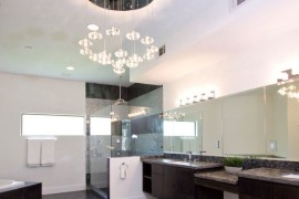 Bathroom flooring with a metallic glaze