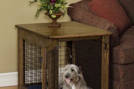 Beautiful wood dog crate that can be used as a side table