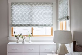 Bedroom in gray and white with a lovely dresser