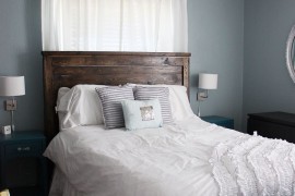Bedroom with blue cloud, antique silver, and french gray colors