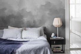 Bedroom with gray paint mimicking storm clouds