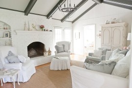 Belgian chic living room of 1970s Ranch home