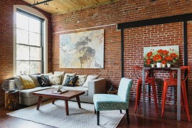 Bright and beautiful industrial loft living room