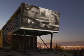 Carport overhang turned into a stunning projection screen